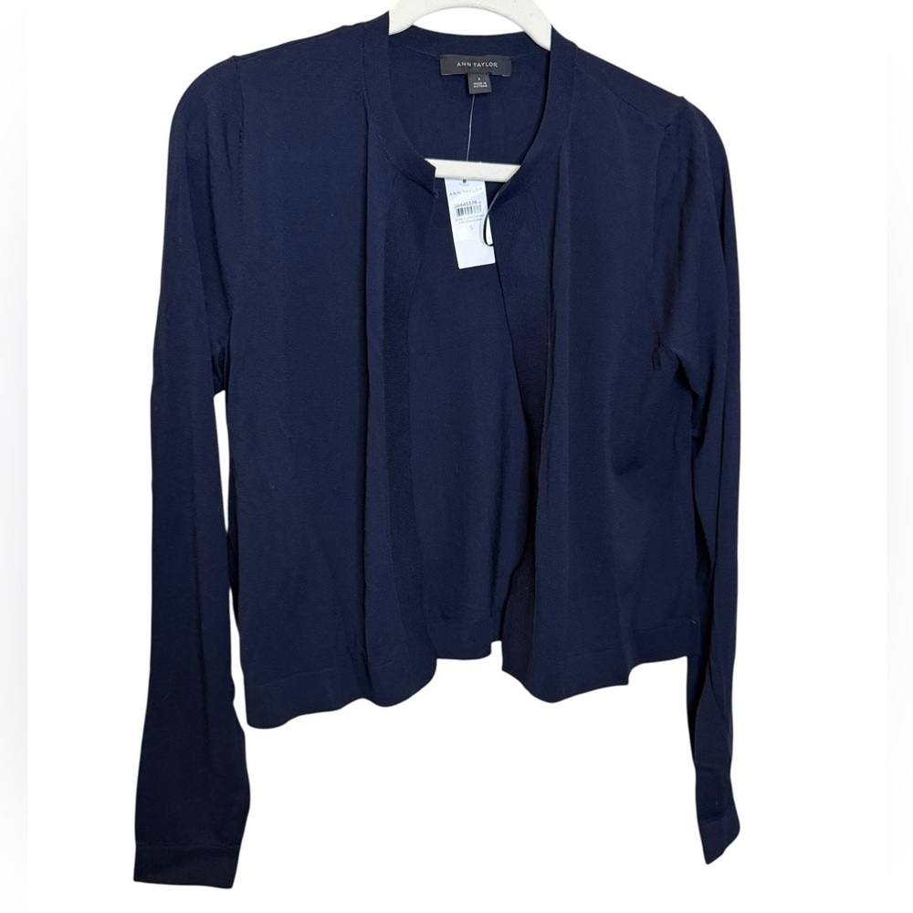 NWT Women’s Ann Taylor Navy Open Front Long Sleeve Cardigan